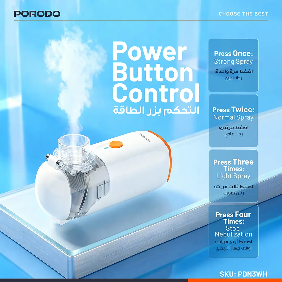 Porodo LiveOn Portable Rechargeable Nebulizer - White - Image 5