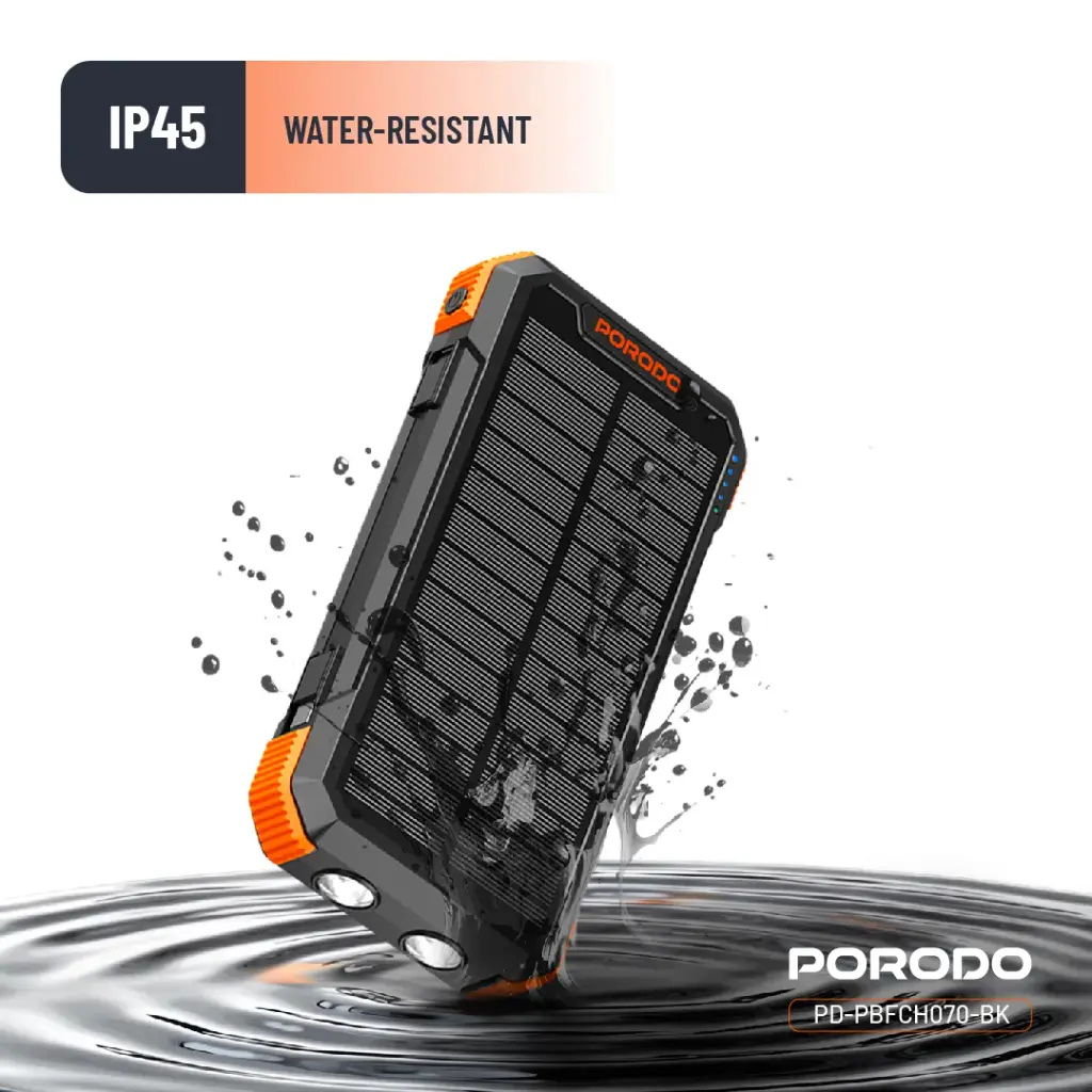 Porodo Power Bank 20000mAh 4-Panel Solar - Black - Image 3