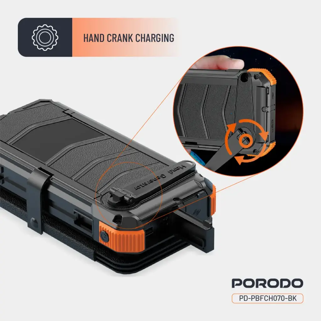 Porodo Power Bank 20000mAh 4-Panel Solar - Black - Image 7