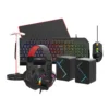 HD Sound Quality Ergonomic Design Streamlined Feel Gaming Peripherals Specification KEYBOARD Multimedia : Multimedia key Key : 111 keys Interface : USB Light : Colorful led glow Size : 463Å~177Å~31 mm SPEAKERS Output Power : 3WÅ~2 (THD=10%) SNR : >60dB Frequency Response: 90Hz–20Hz Separation Degree: >70dB Size : 69Å~64Å~100 mm Å~2 HEADPHONE Interface : USB + 3.5mm Rated Impedance : 32  ±10% Maximum Power : 45mW Sensitivity : 103±3dB/mW Size : 190Å~170Å~90 mm MOUSE DPI : 800-1200-1600-2400 Key : 4 keys Interface : USB Light : Colorful led glow Size : 126Å~63Å~37 mm MOUSE PAD Material : Rubber and cloth Size : 220Å~180 mm Thickness : 3 mm Craft : Braided edging HEADPHONE STAND Material : ABS Size : 120Å~120Å~270 mm Battery : AAÅ~3 (Not included) Light : 7 color light cycle Power Switch: Bottom toggle switch