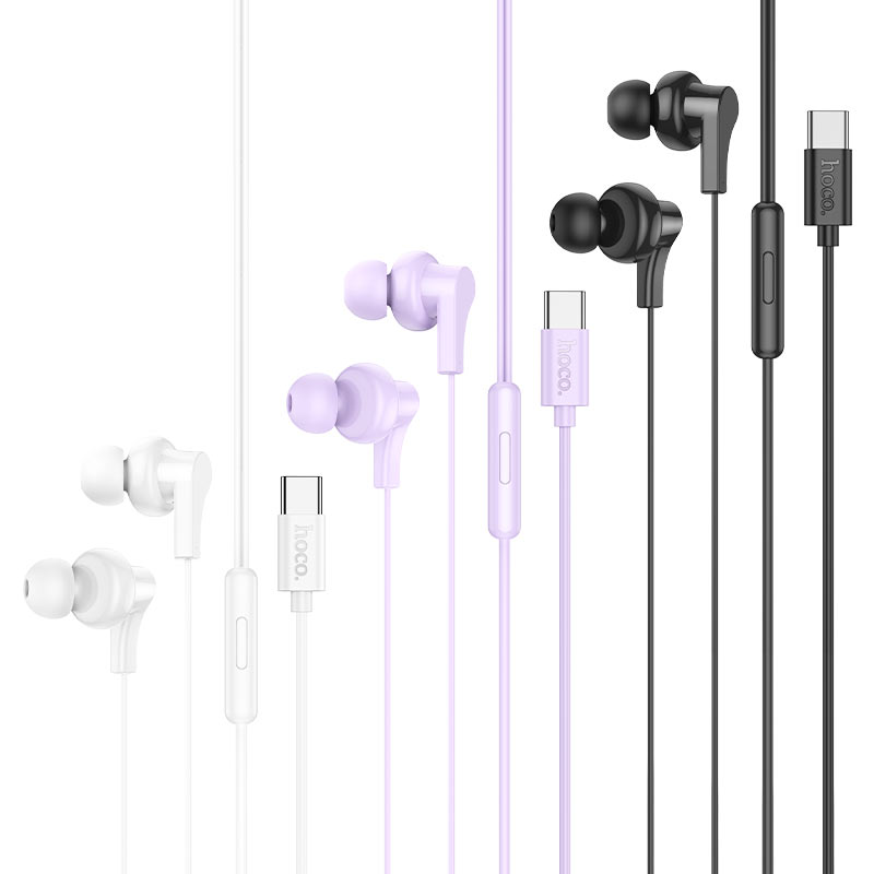 Hoco Wired earphones Type-C M114 Jia with mic - Purple - Image 3