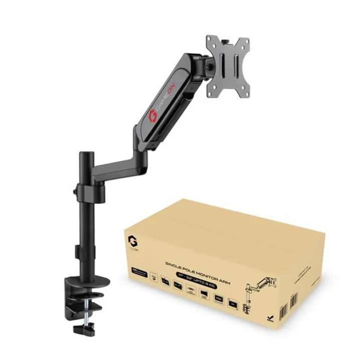 GAMEON Pole-Mounted Single Monitor Arm For Gaming And Office Use, 17 - 32 Inch - Black - Image 5