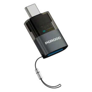 Porodo MiniLink Transparent OTG Adapter USB-A to USB-C - Grey