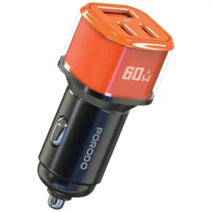 Porodo 60W Averin Multi-Port Car Charger Aluminum Alloy - Orange