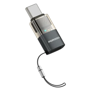 Porodo MiniLink Transparent OTG Adapter Lightning to USB-C - Grey