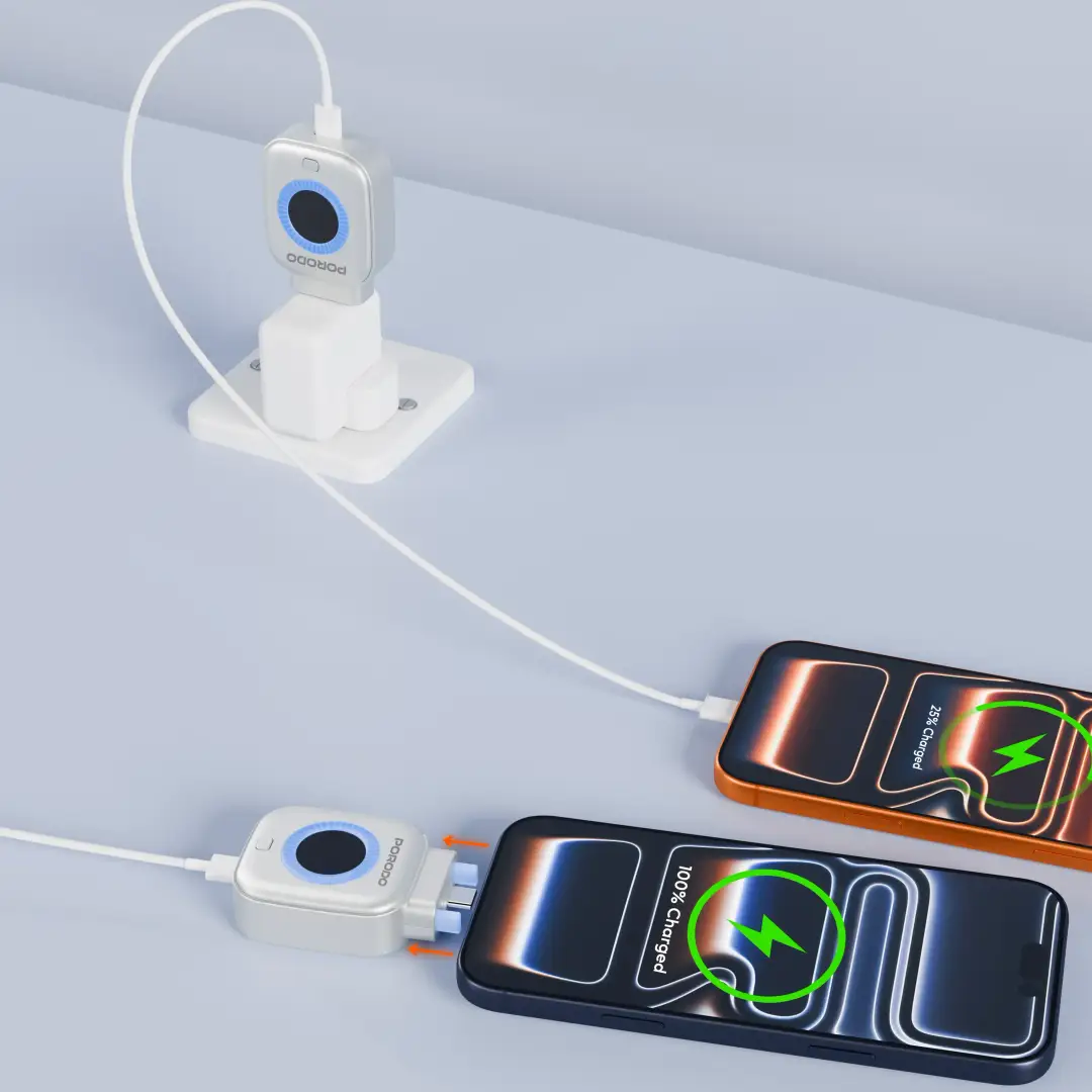 Porodo Auto Release Smart Auto-Cutoff Charging Adapter - Silver - Image 3