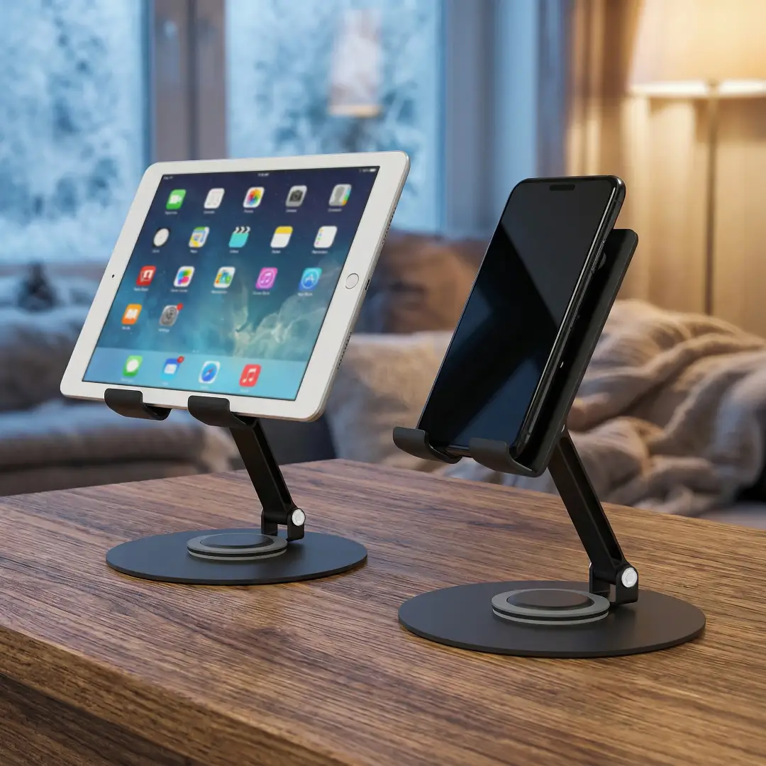 Porodo Blue Clipo Rotatable Tablet Holder with Non-Slip Base - Black - Image 3