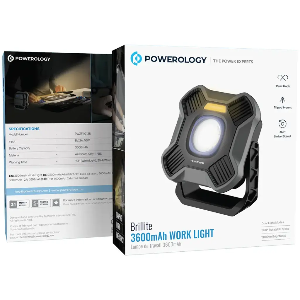 Powerology Brillite 3600mAh Work Light - Black - Image 6