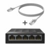 TP-Link LS1005G 5-Port Gigabit Desktop Switch(LS1005G) + Jasoz Ethernet Cable – CAT6 / 2 Meters / Grey (T-E284)