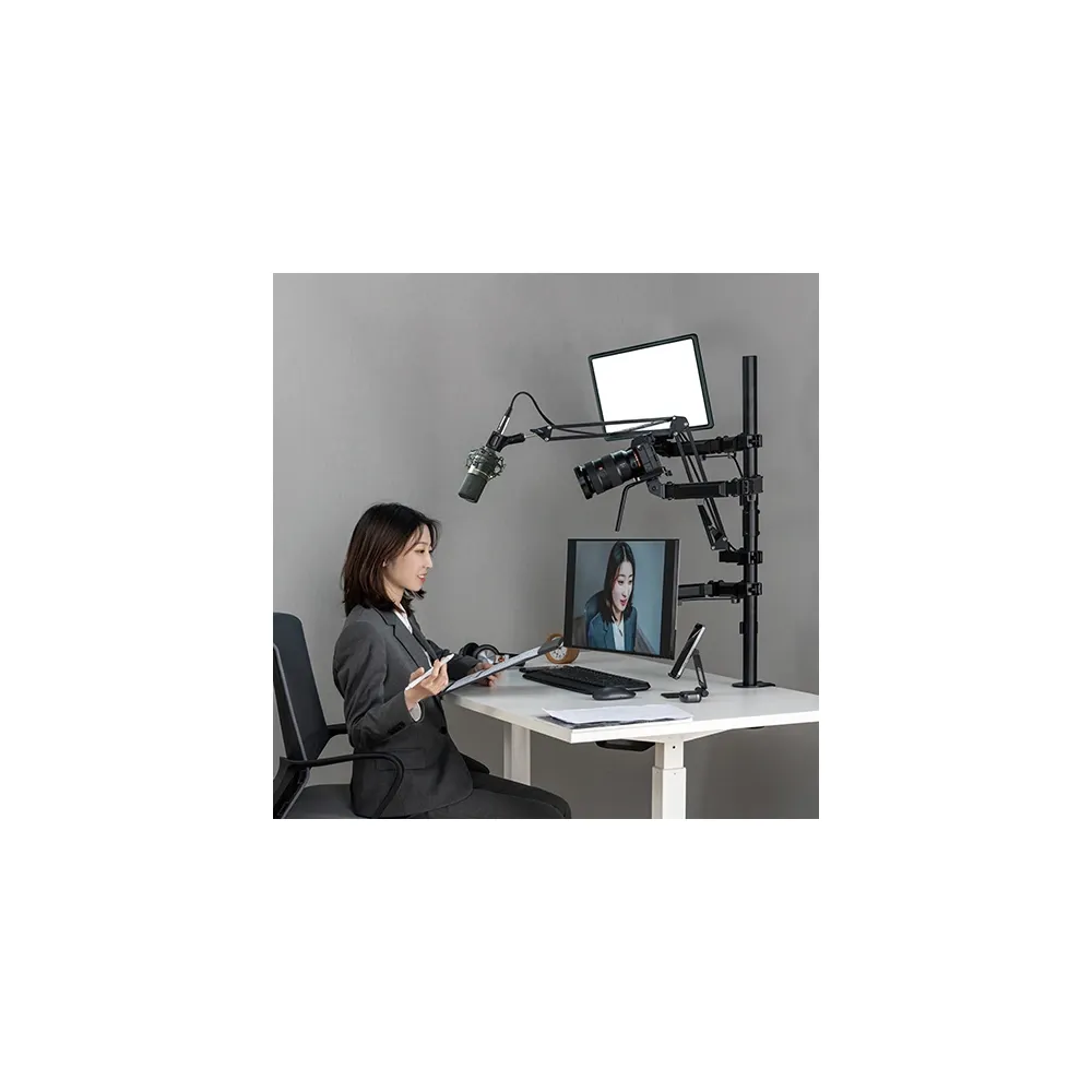 Lumi Single-monitor All-in-one Studio Setup Desktop Stand - Fine Texture Black - Image 5