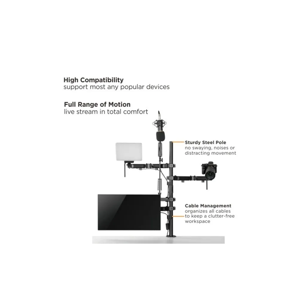 Lumi Single-monitor All-in-one Studio Setup Desktop Stand - Fine Texture Black - Image 3